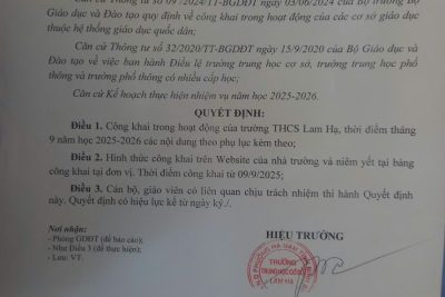 CÔNG KHAI HOẠT ĐỘNG GIÁO DỤC NĂM HỌC 2025-2026